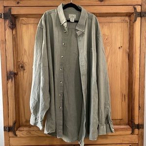 LL Bean 100% Cotton Sz L Tall Green Button Down